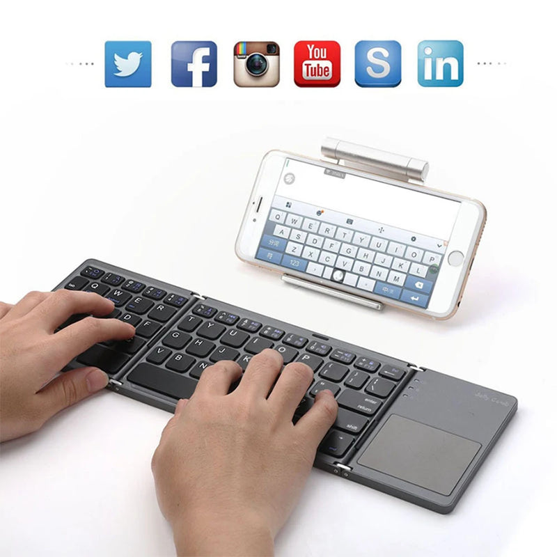 TechFold – Teclado Touch Dobrável 3 em 1